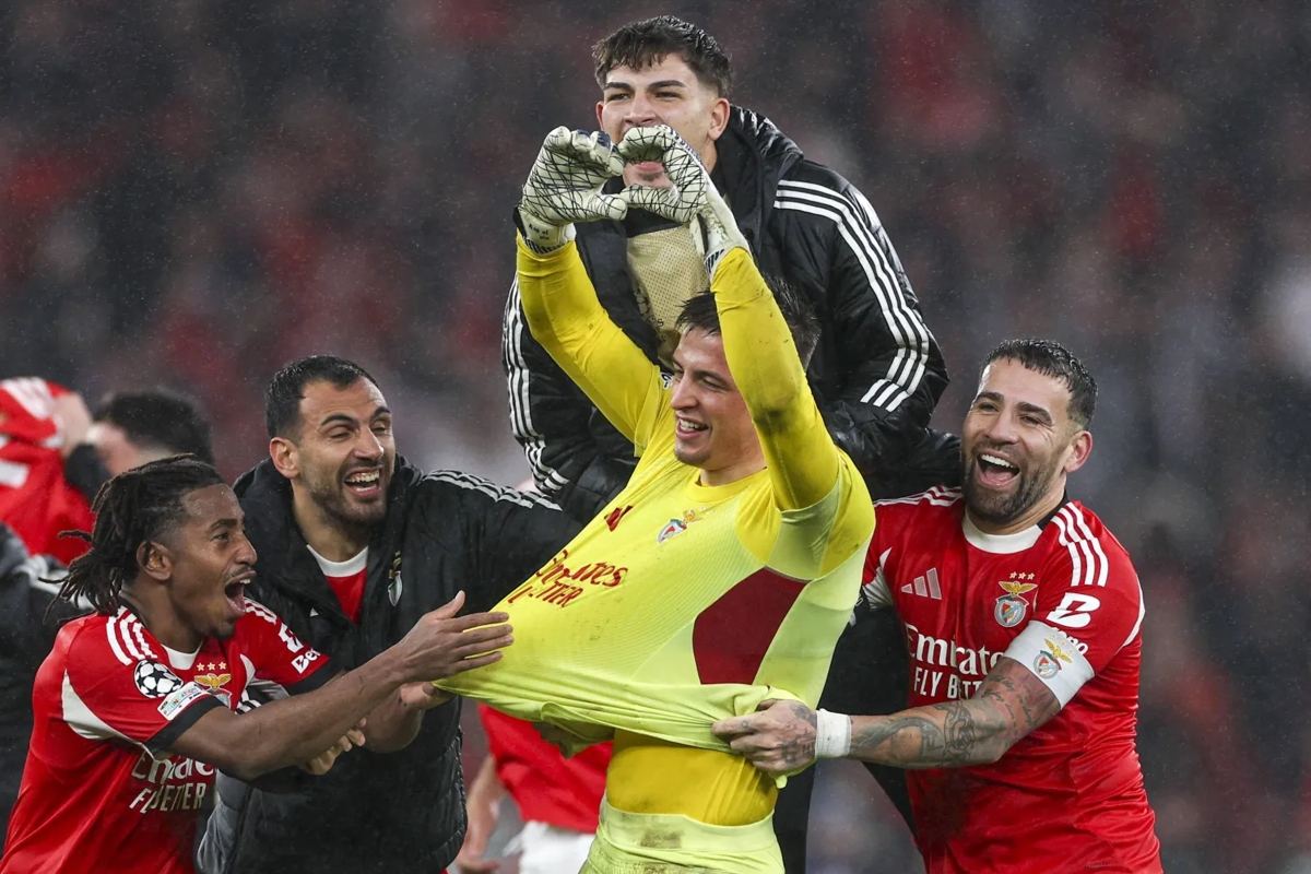 Benfica's goalkeeper scores header against Real Madrid