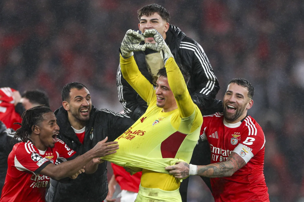 Benfica's goalkeeper scores header against Real Madrid